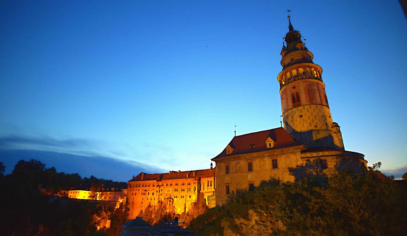 Večerní pohled na zámek Český Krumlov