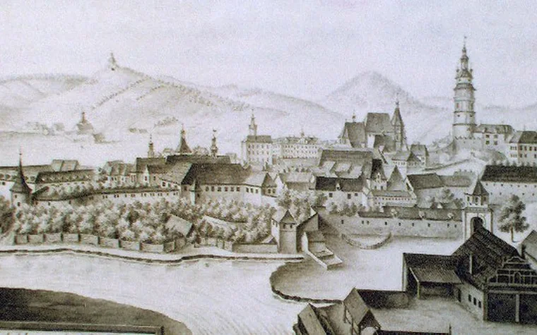 Historická kresba Českého Krumlova